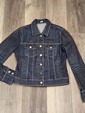 J. Crew Denim Jacket Women's Small Blue Destroyed Distressed Biker Trucker